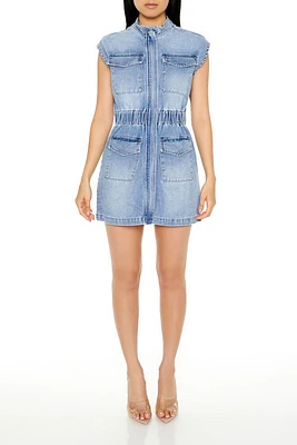 Denim Zip-Up Mini Dress