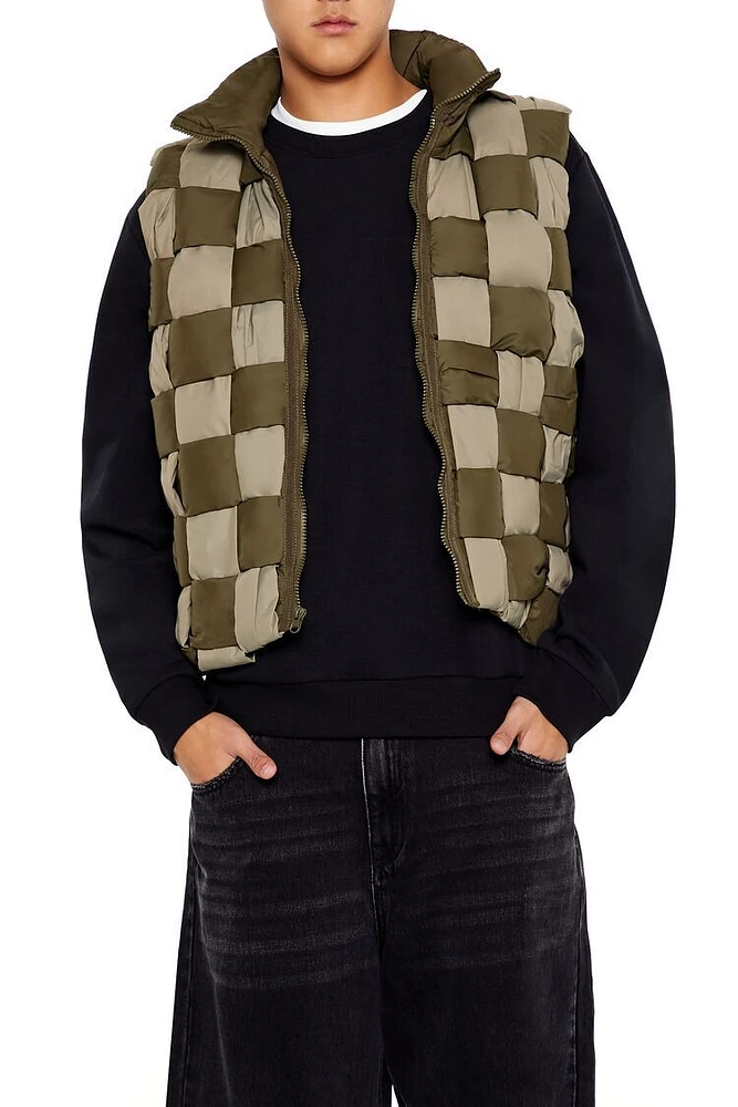 Checkered Basketwoven Vest