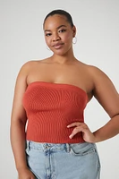 Plus Sweater-Knit Tube Top