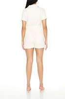 Twill Button-Front Romper