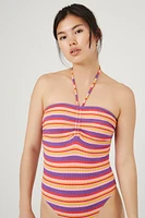 Striped Halter Bodysuit