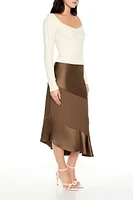 Satin Flounce Midi Skirt