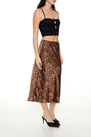 Leopard Print Slip Midi Skirt