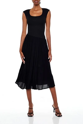 Asymmetrical Drop Waist Midi Dress