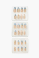 French Tip Coffin Press-On Nails