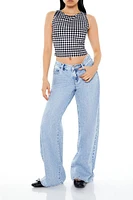 Gingham Sleeveless Crop Top