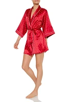 Satin Heart Print Robe