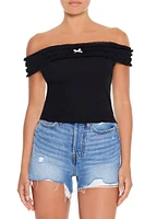 Off-The-Shoulder Bow Crop Top