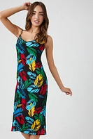 Tropical Leaf Print Midi Dress