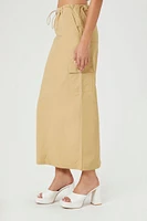 Twill Toggle Drawstring Midi Skirt