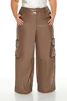 Plus Faux Leather Cargo Pants
