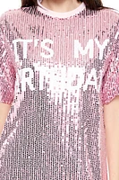 Sequin Its My Birthday T-Shirt Dress