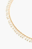 Faux Pearl Charm Choker Necklace