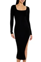 Thigh-Slit Midi Sweater Dress