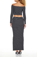 Striped Crop Top & Maxi Skirt Set