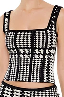 Houndstooth Sweater-Knit Tank Top