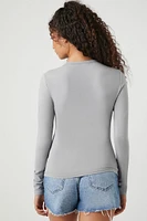 Button-Front Long-Sleeve Top