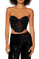 Mesh Sequin Tube Crop Top