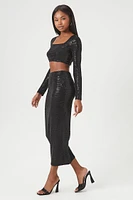 Sequin Crop Top & Maxi Skirt Set