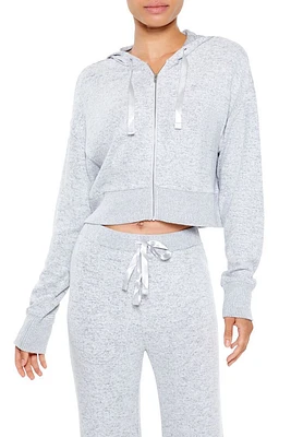 Cropped Pajama Zip-Up Hoodie