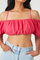 Chiffon Off-the-Shoulder Crop Top