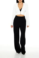 Plunging Hooded Cropped Blazer