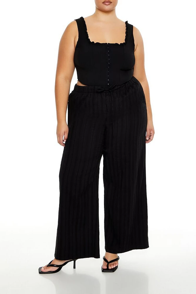 Plus Striped Wide-Leg Pants