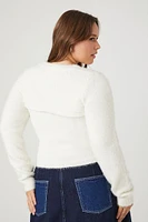 Plus Fuzzy Knit Shrug & Cami Set