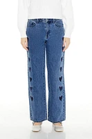 Heart Embroidered High-Rise Jeans