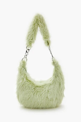 Faux Fur Crescent Shoulder Bag