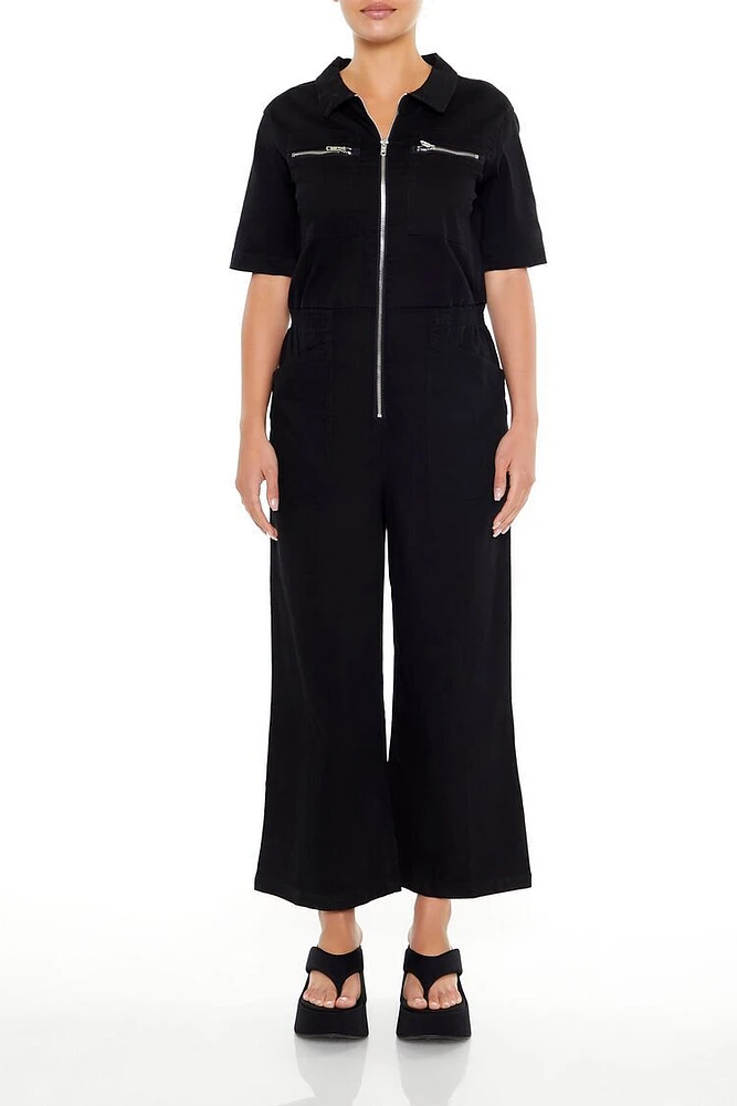 Twill Wide-Leg Coveralls