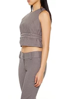 Buckled Pinstriped Crop Top