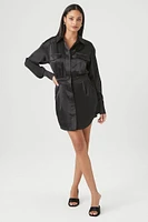 Satin Shirt Mini Dress