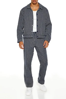 Textured Striped Straight Pants