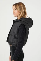 Cropped Hooded Puffer Vest