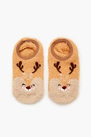 Plush Reindeer No-Show Socks