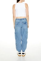Mid-Rise Denim Cargo Joggers