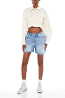 Frayed Cropped Twill Shirt