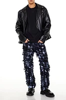 Destroyed Bleach Dye Slim-Fit Jeans