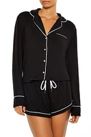 Piped-Trim Shirt & Shorts Pajama Set