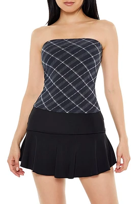 Plaid Mesh Tube Top