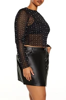 Plus Mesh Rhinestone Top