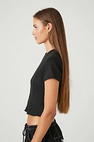 Seamed Lettuce-Edge Cropped Tee