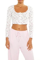 Floral Cropped Pajama Shirt