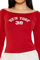 Striped New York 38 Raglan Tee