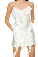 Ruffle Floral Mini Slip Dress