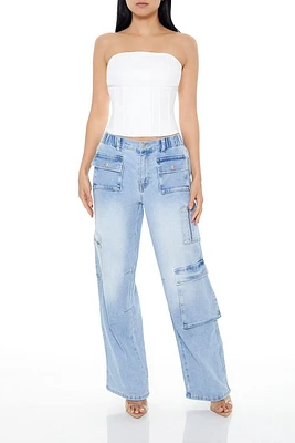 Mid-Rise Wide-Leg Cargo Jeans