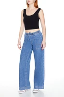 Wide-Leg Drawstring Jeans