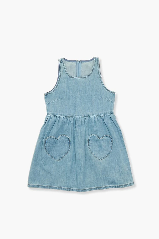 Girls Heart-Pocket Denim Dress (Kids)