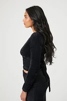 Cropped Sweater-Knit Wrap Top